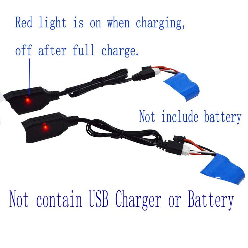 Blomiky 2 Pack H102 7.4V 1.3A Lithium Battery Charger Cable with XH-3P Connector Plug for RC Truck 7.4V 2S Lipo Battery and H120 H100 H101 H103 H110 H112 H108 RC Boat and Trucks Quadcopter H106 USB 2 - Image 4